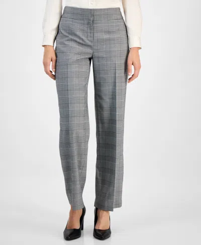 Kasper Women's Check-print Wide-leg Pants, Regular & Petite In Gray
