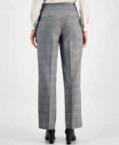 Kasper Women's Check-print Wide-leg Pants, Regular & Petite In Gray