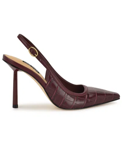 Nine West Orlanda Slingback Pointed Toe Pump In Burgundy