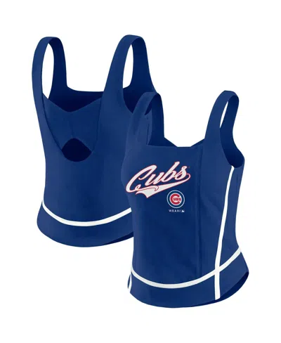 Wear By Erin Andrews Women's Royal Chicago Cubs Square Neck Tank Top