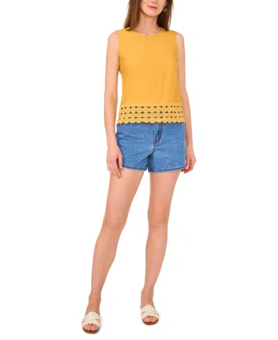 Vince Camuto Women's Crewneck Lace-hem Tank Top