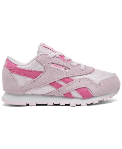 Reebok Toddler Girls Classic Nylon Stretch Lace Casual Sneakers From Finish Line In Pink