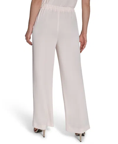 Halston Women's Soft Suiting Wide-leg Pull-on Pants In White