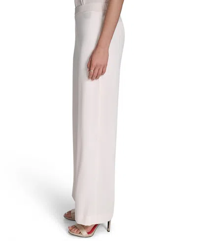 Halston Women's Soft Suiting Wide-leg Pull-on Pants In White