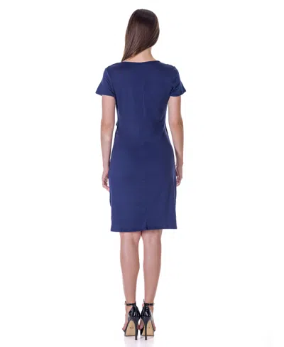 24seven Comfort Apparel Petites Short Sleeve Knee Length Faux Wrap Dress
