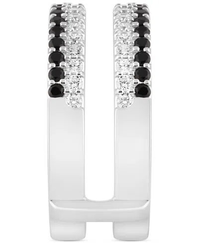 Macy's Black & White Diamond Guard Ring (1 Ct. T.w.) In 14k White Gold