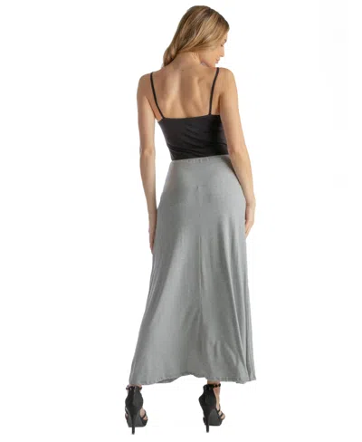 24seven Comfort Apparel Petite Elastic Waist Solid Color Maxi Skirt In Gray