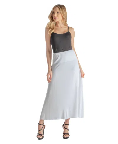 24seven Comfort Apparel Petite Elastic Waist Solid Color Maxi Skirt In Gray