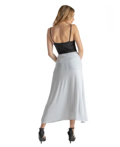 24seven Comfort Apparel Petite Elastic Waist Solid Color Maxi Skirt In Gray