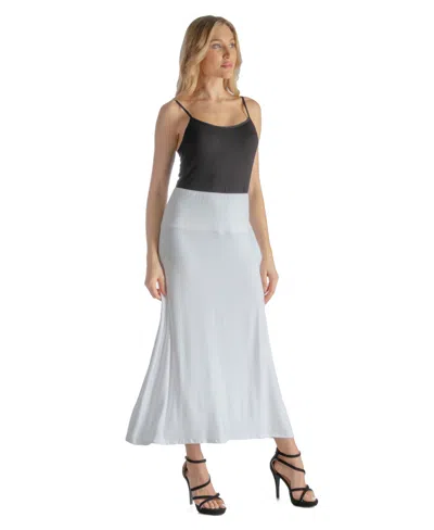24seven Comfort Apparel Petite Elastic Waist Solid Color Maxi Skirt In Gray