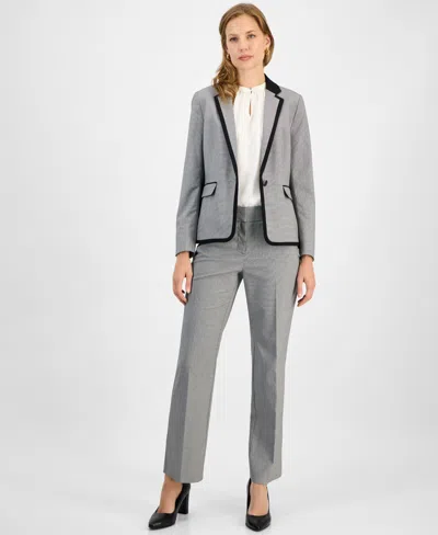 Kasper Contrast Trim Microcheck Jacket