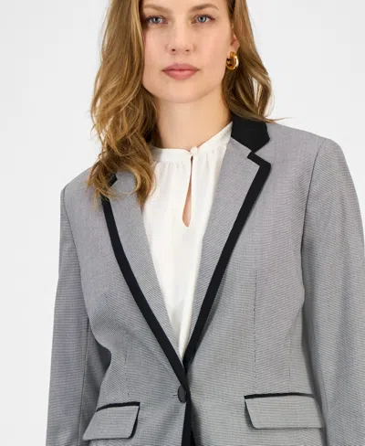 Kasper Contrast Trim Microcheck Jacket