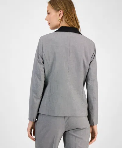 Kasper Contrast Trim Microcheck Jacket