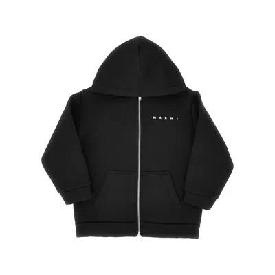 Marni Eoprene Full-zip Jacket With Logo Kids In Black