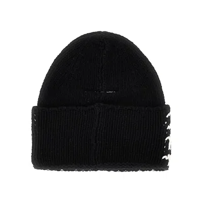 Mm6 Maison Margiela L-blend Beanie Hat With Logo Inlay Kids In Black