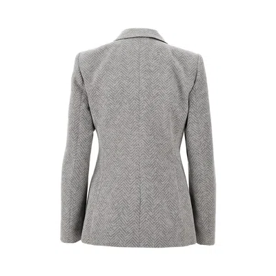 Emporio Armani Viscose And Wool Blend Chevron Blazer In Gray