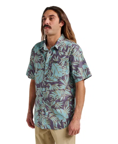 Quiksilver Palm Trip Classic Leaf Print Short Sleeve Cotton Button-up Shirt