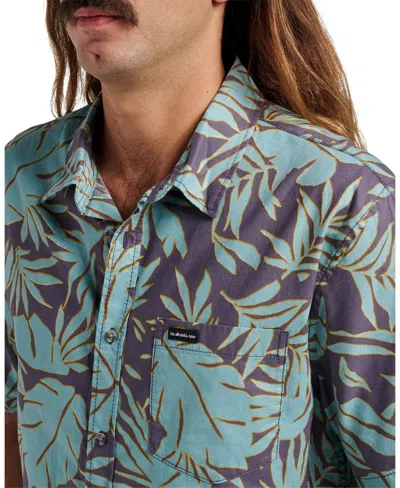 Quiksilver Palm Trip Classic Leaf Print Short Sleeve Cotton Button-up Shirt