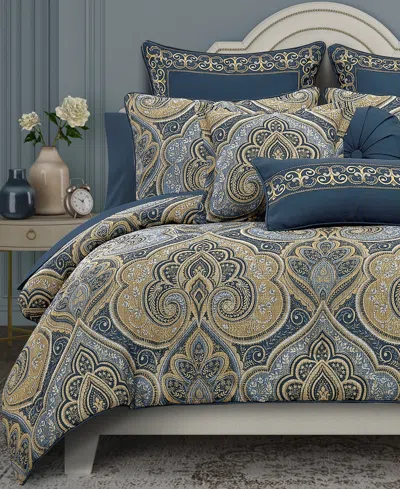 Royal Court Messina Damask 3-pc. Comforter Set, Full/queen In Blue
