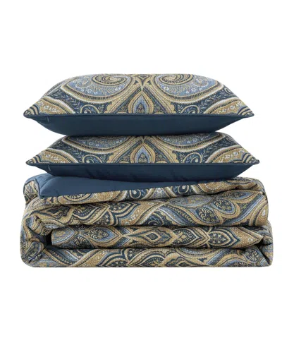Royal Court Messina Damask 3-pc. Comforter Set, Full/queen In Blue