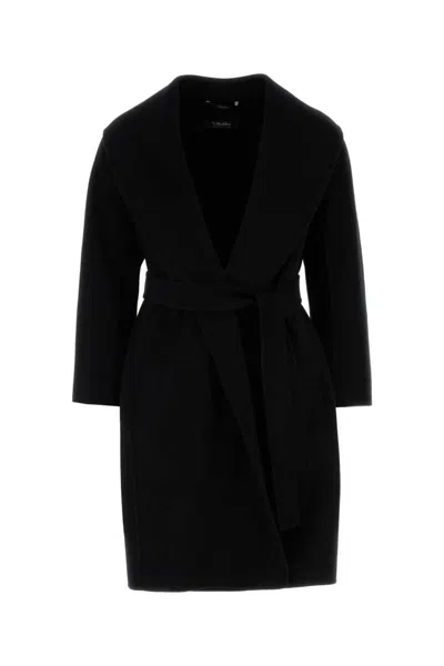 S Max Mara Wool Coat Messi Waist Sleeves In Black