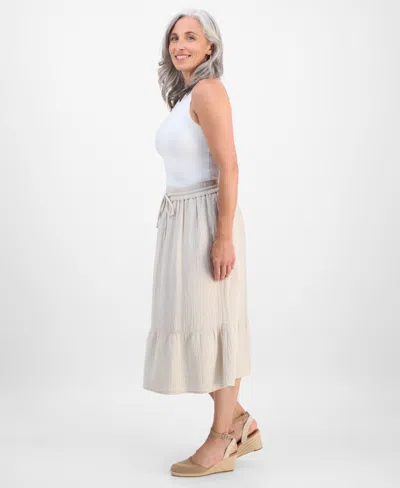 Style & Co Petite Cotton Gauze Tiered Pull-on Midi Skirt, Exclusively At Macy's