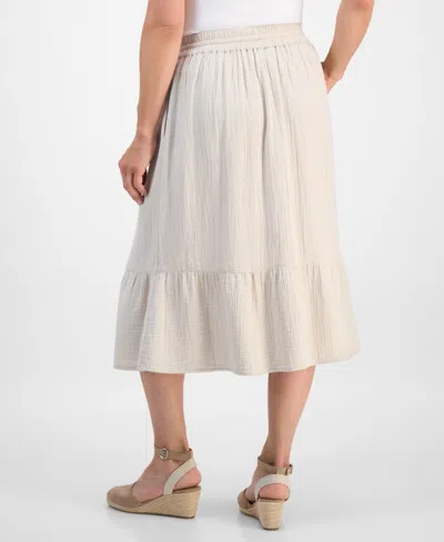 Style & Co Petite Cotton Gauze Tiered Pull-on Midi Skirt, Exclusively At Macy's