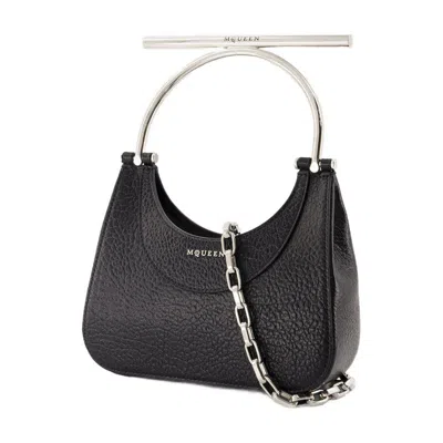 Alexander Mcqueen Mini Cross Bar Purse In Black