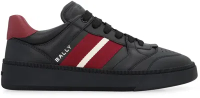 Bally Low-top Leather Sneakers With Stripe And Perforations In Black