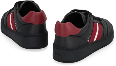 Bally Low-top Leather Sneakers With Stripe And Perforations In Black
