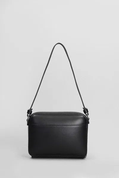 Courrèges Rectangular Black Calf Leather Clutch With Detachable Straps In Black