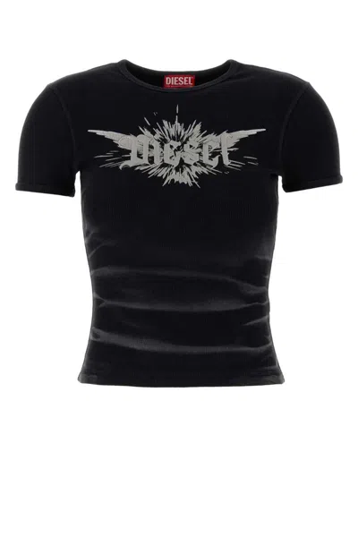 Diesel Womens 02 T-ele-p2 Graphic-print Cotton-jersey T-shirt In Black