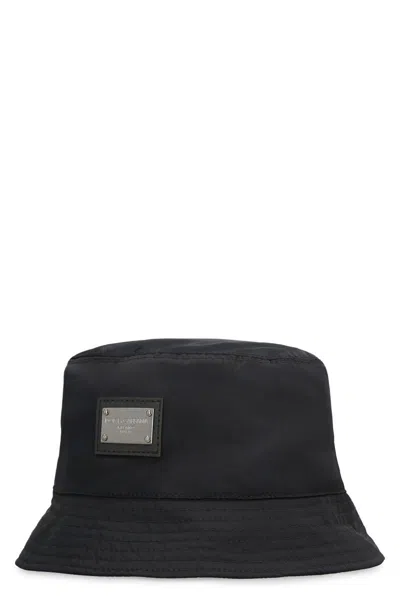 Dolce & Gabbana Logo-plaque Bucket Hat In Black