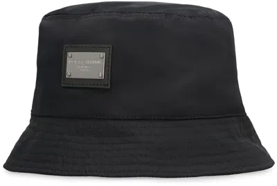 Dolce & Gabbana Logo-plaque Bucket Hat In Black