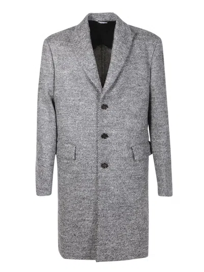 Dolce & Gabbana Single-breasted Grey Wool Coat In Gray
