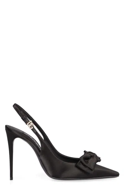 Dolce & Gabbana Mun 105 Satin Slingback Pumps With Bow