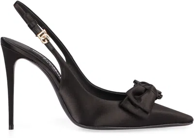 Dolce & Gabbana Mun 105 Satin Slingback Pumps With Bow