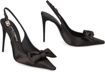 Dolce & Gabbana Mun 105 Satin Slingback Pumps With Bow