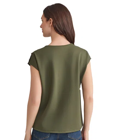 Jones New York Contrast Trim Drop Shoulder Top In Green