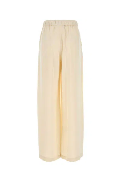 Max Mara Ivory Stretch Silk Boon Pant In Neutral