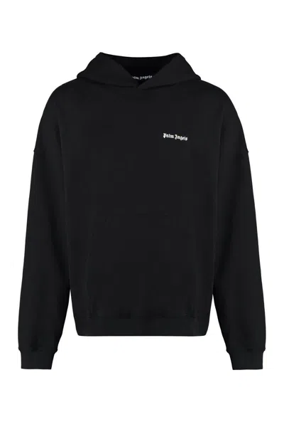 Palm Angels Brand-embroidery Kangaroo-pocket Relaxed-fit Cotton-jersey Hoody In Black