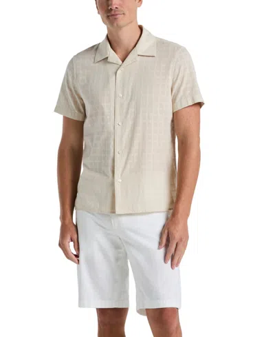 Perry Ellis Men's Dobby Plaid Shirt In Silver