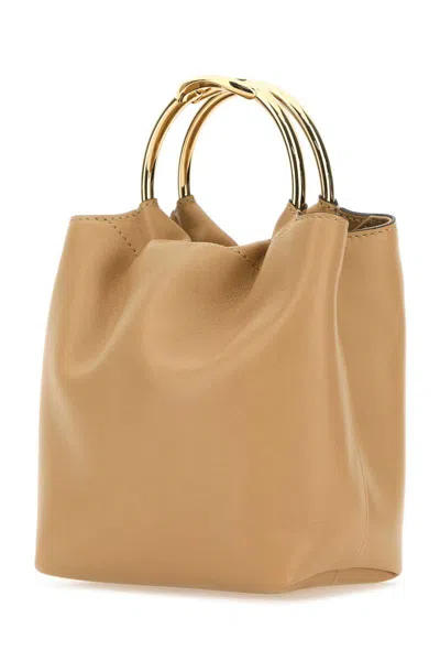 Valentino Women's Beige Leather Bucket Bag In Brown