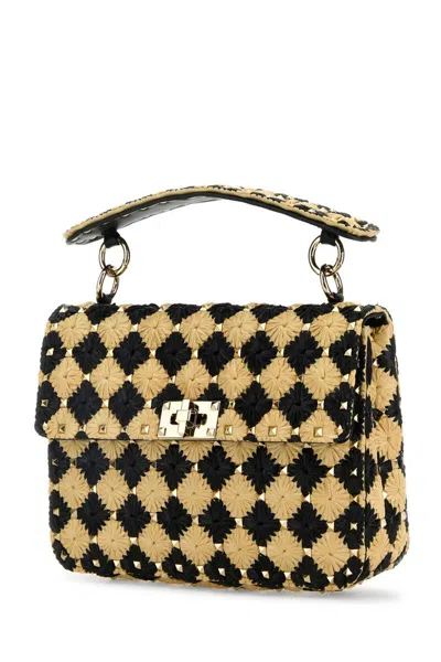 Valentino Women's Two-tone Raffia Medium Rockstud Spike Handbag | 6w2b0122qun Color Ex9 In Multi