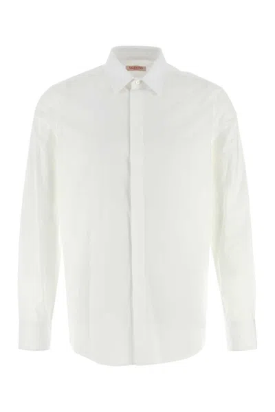 Valentino Tailored Poplin Shirt With Button Accents In White