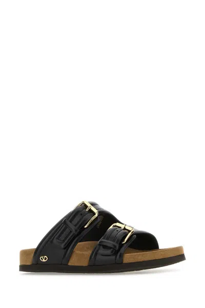 Valentino Fussfriend Leather Slides In Black
