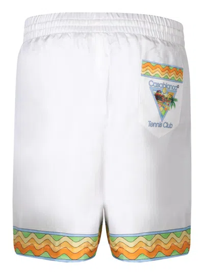 Casablanca Drawstring Silk Shorts In White