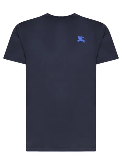 Burberry Eks Logo Embroidered T-shirt In Blue