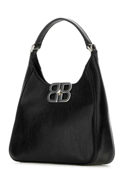 Balenciaga Black Leather Bb Soft Handbag