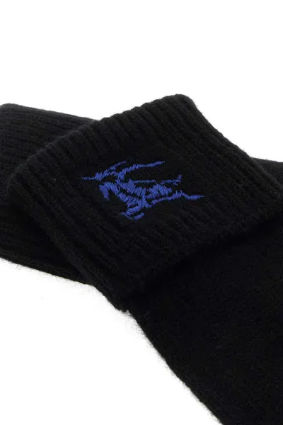 Burberry Black Cashmere Blend Gloves In Black